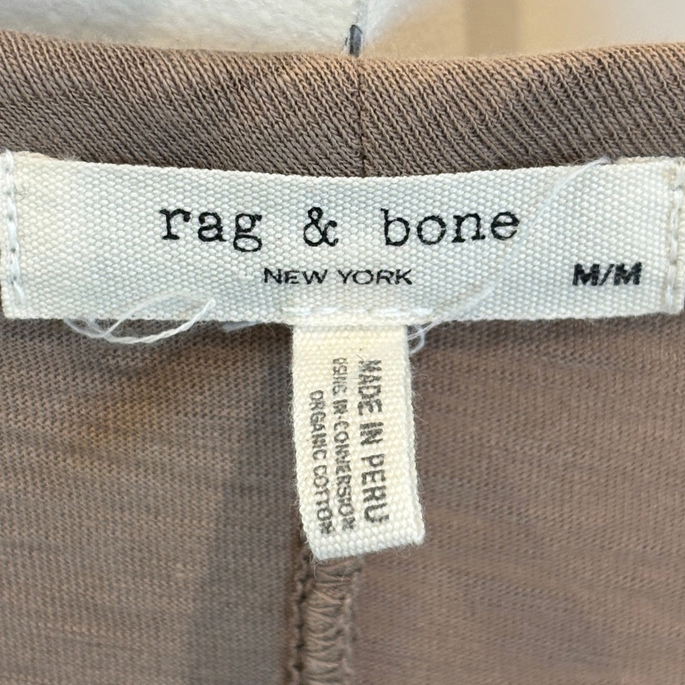 Rag & Bone Slub V-Neck T-Shirt, Medium, Organic Pima Cotton Taupe - Picture 3 of 4